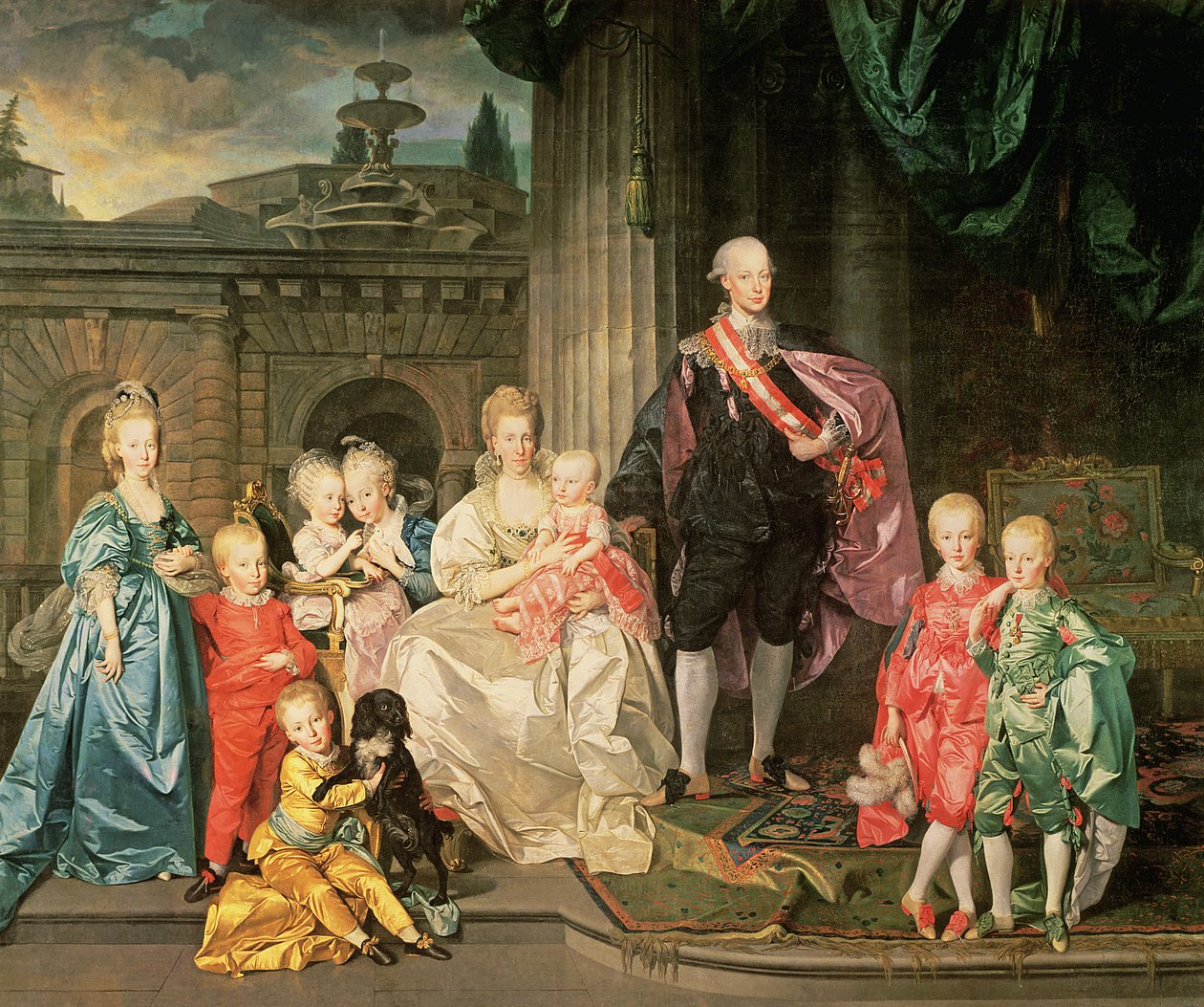 Leopold I, storhertig av Toscana (1747-92) (senare Leopold II, kejsare av Österrike, 1790-92) med sin hustru Maria Ludovica och deras barn inklusive Franz (senare kejsar Franz II), 1776 45:Leopold II av Johan Joseph Zoffany