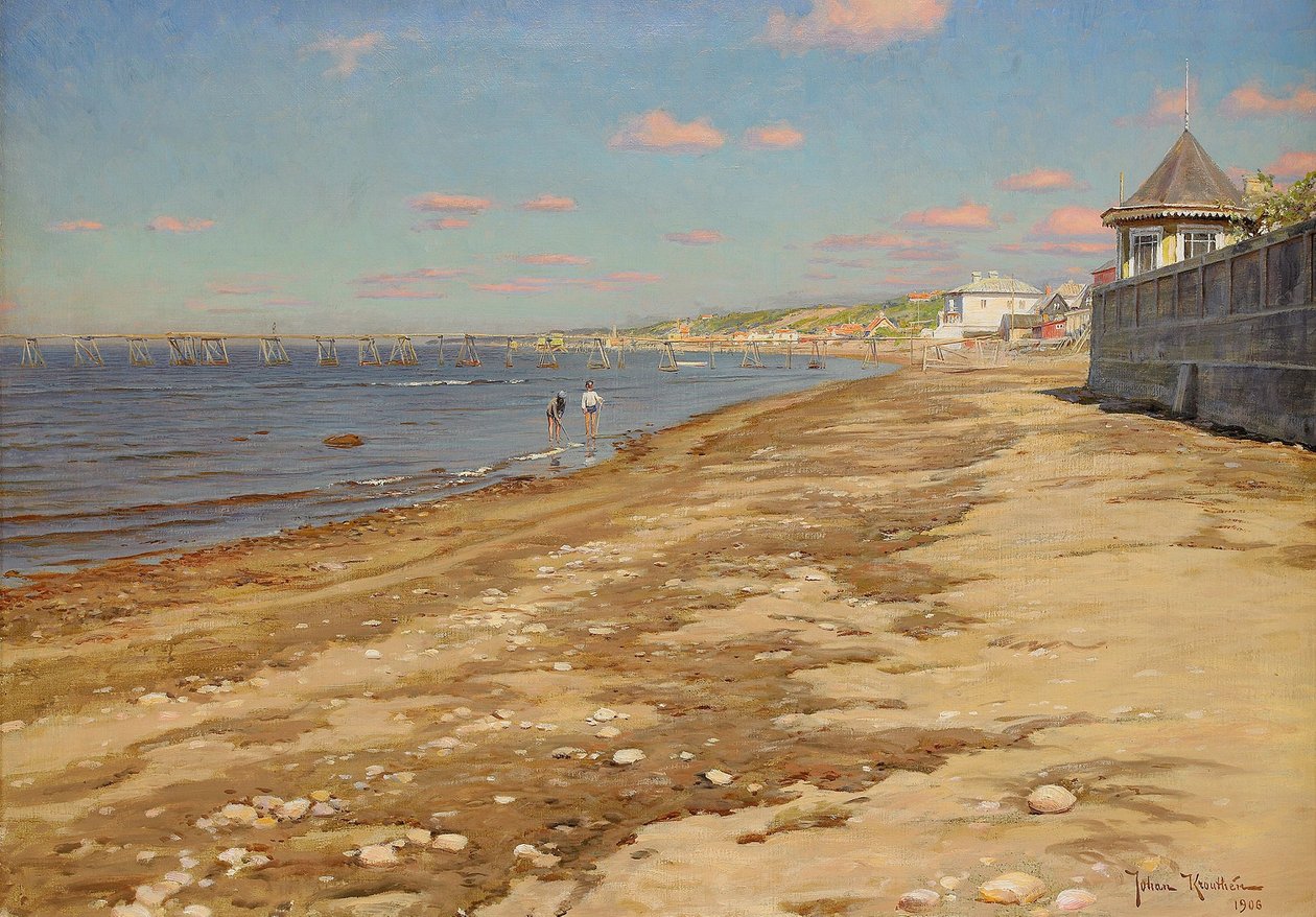  Strand med badande pojkar av Johan Fredrik Krouthen