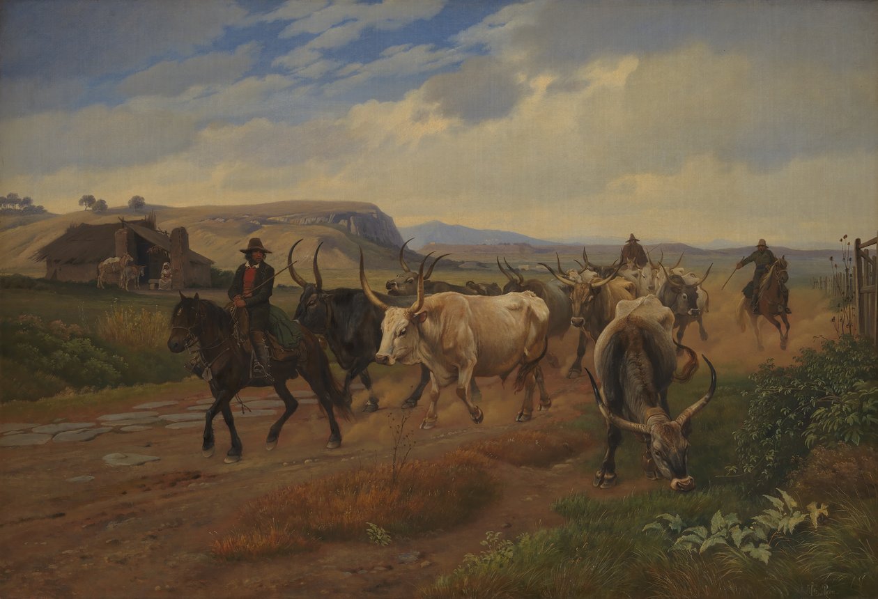 En körd av oxar i den romerska campagna av Johan Thomas Lundbye