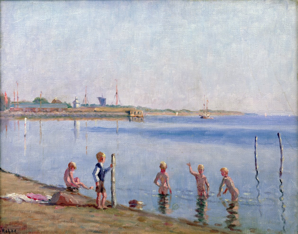 Pojkar vid Water