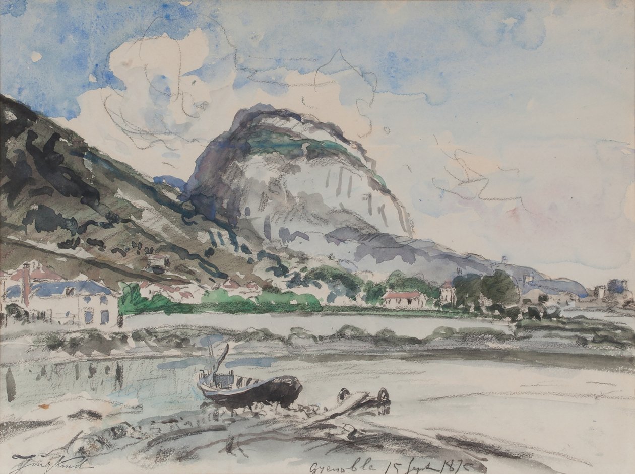 Saint-Eynard sett från Île Verte 1875 (Akvarell på papper) av Johan Barthold Jongkind