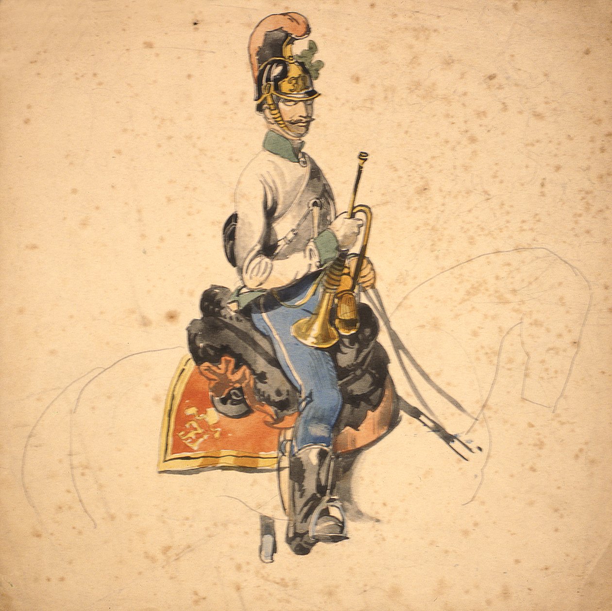 En soldat från 5:e dragonregementet, prins Eugen av Savojen 1840-50 av Johan Baptiste Heinefetter