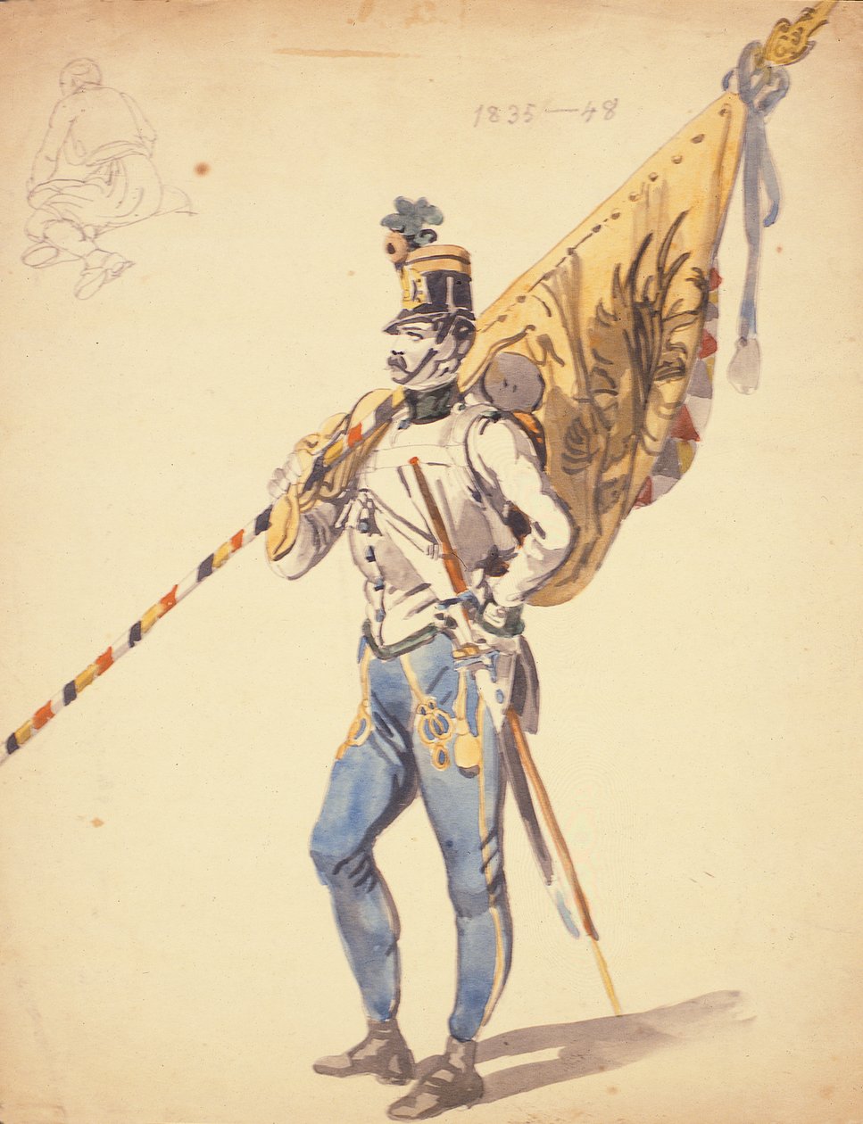 Afisa aliye na Rangi ya Kikosi cha Kikosi cha Wanachama cha Hungaria, 1835-1848, swed ya karne ya 19. av Johan Baptiste Heinefetter