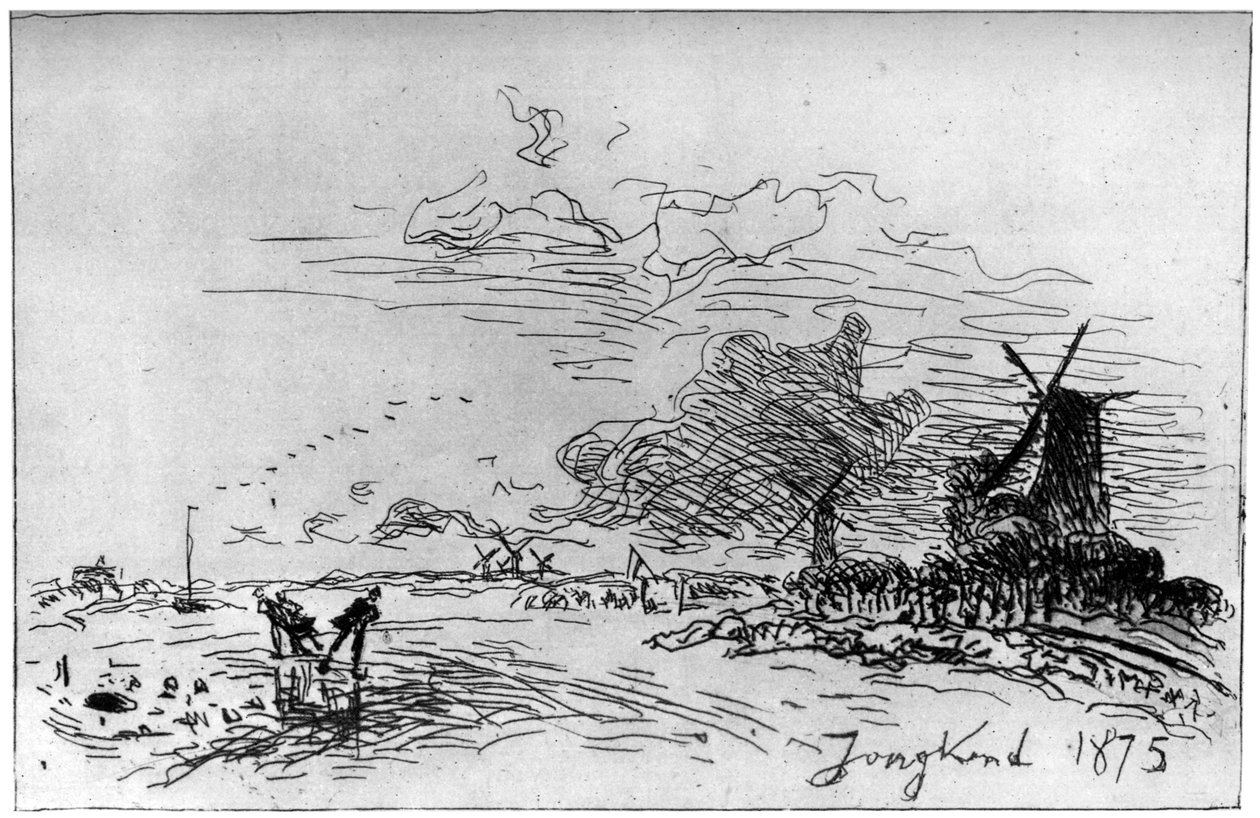 Canal pres Rotterdam, Canal nära Rotterdam c1830-1890 1924 av Johan Barthold Jongkind