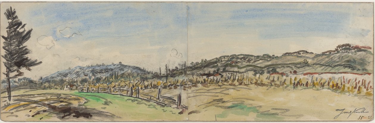 Landsbygd nära Brezins, mellan Grenoble och Vienne, 1880-talet. av Johan Barthold Jongkind