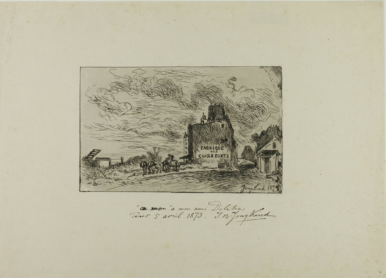 Rivning av Rue des Francs-Bourgeois Saint Marcel av Johan Barthold Jongkind