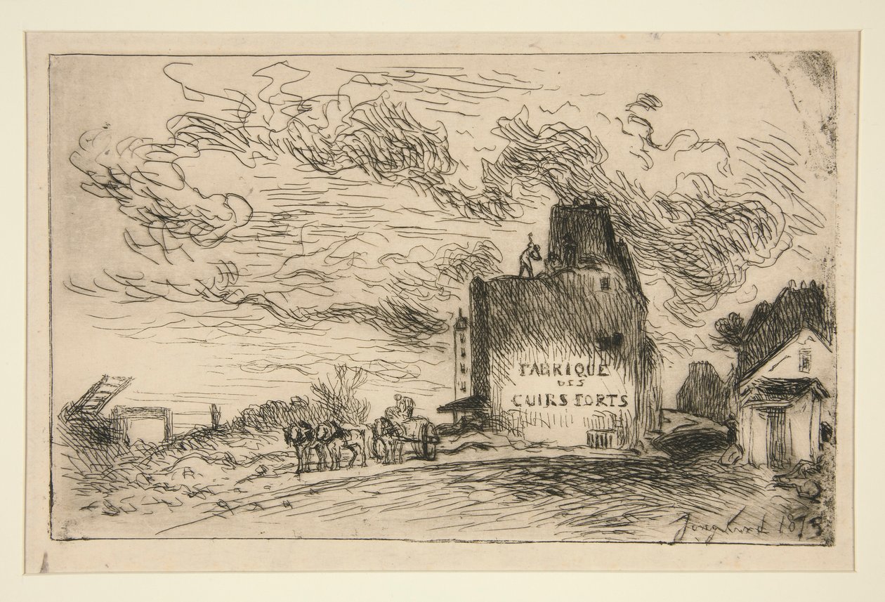Rivningar av Rue des Francs-Bourgeois Saint-Marcel (Rivning vid Rue des Francs-Bourgeois Saint-Marcel) av Johan Barthold Jongkind