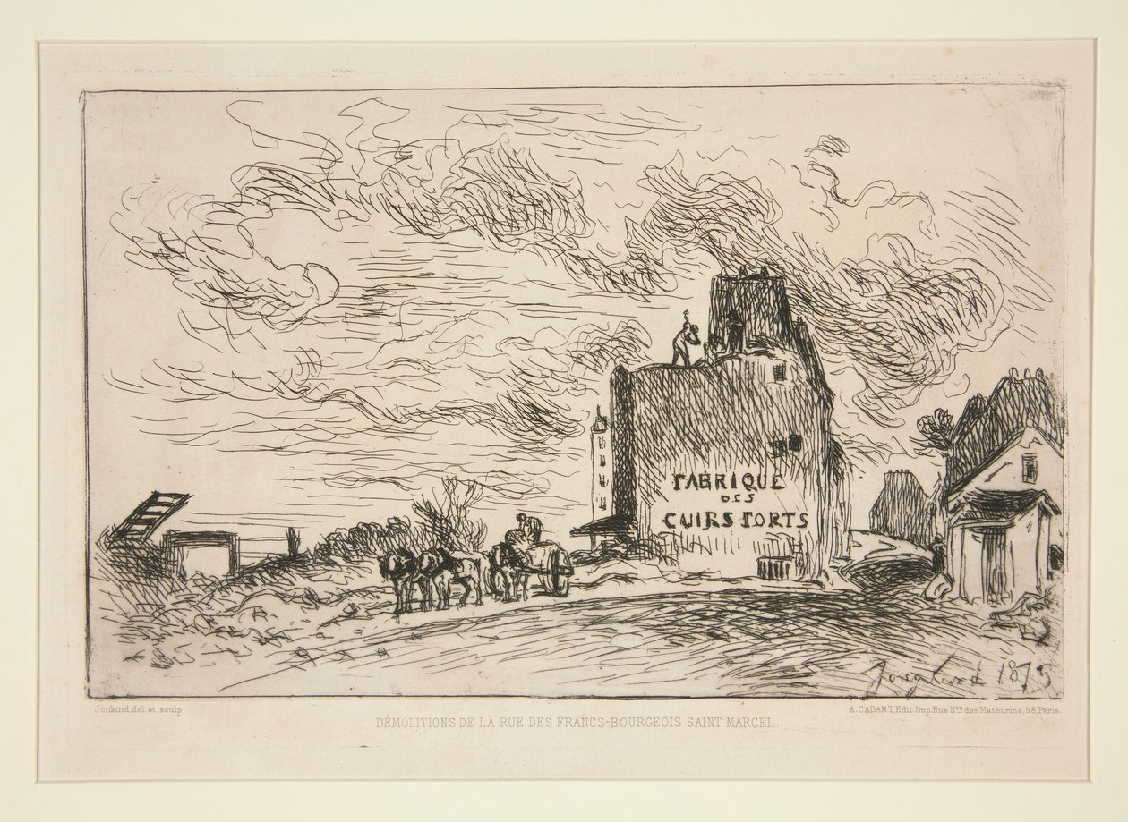 Demolitions de la Rue des Francs-Bourgeois Saint-Marcel (Rivning vid Rue des Francs-Bourgeois Saint-Marcel) av Johan Barthold Jongkind