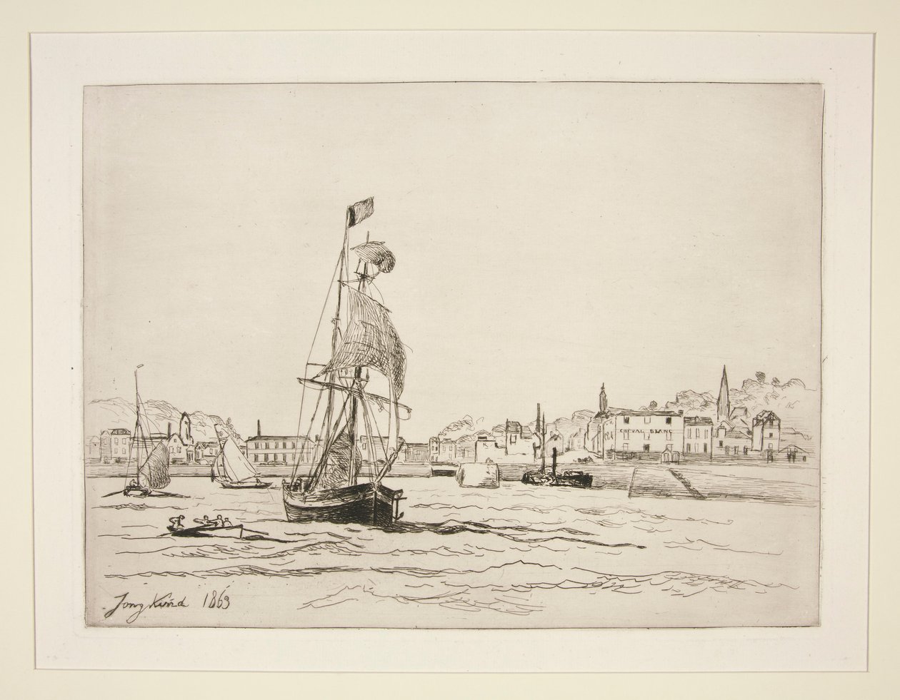 Ingång till hamnen i Honfleur av Johan Barthold Jongkind