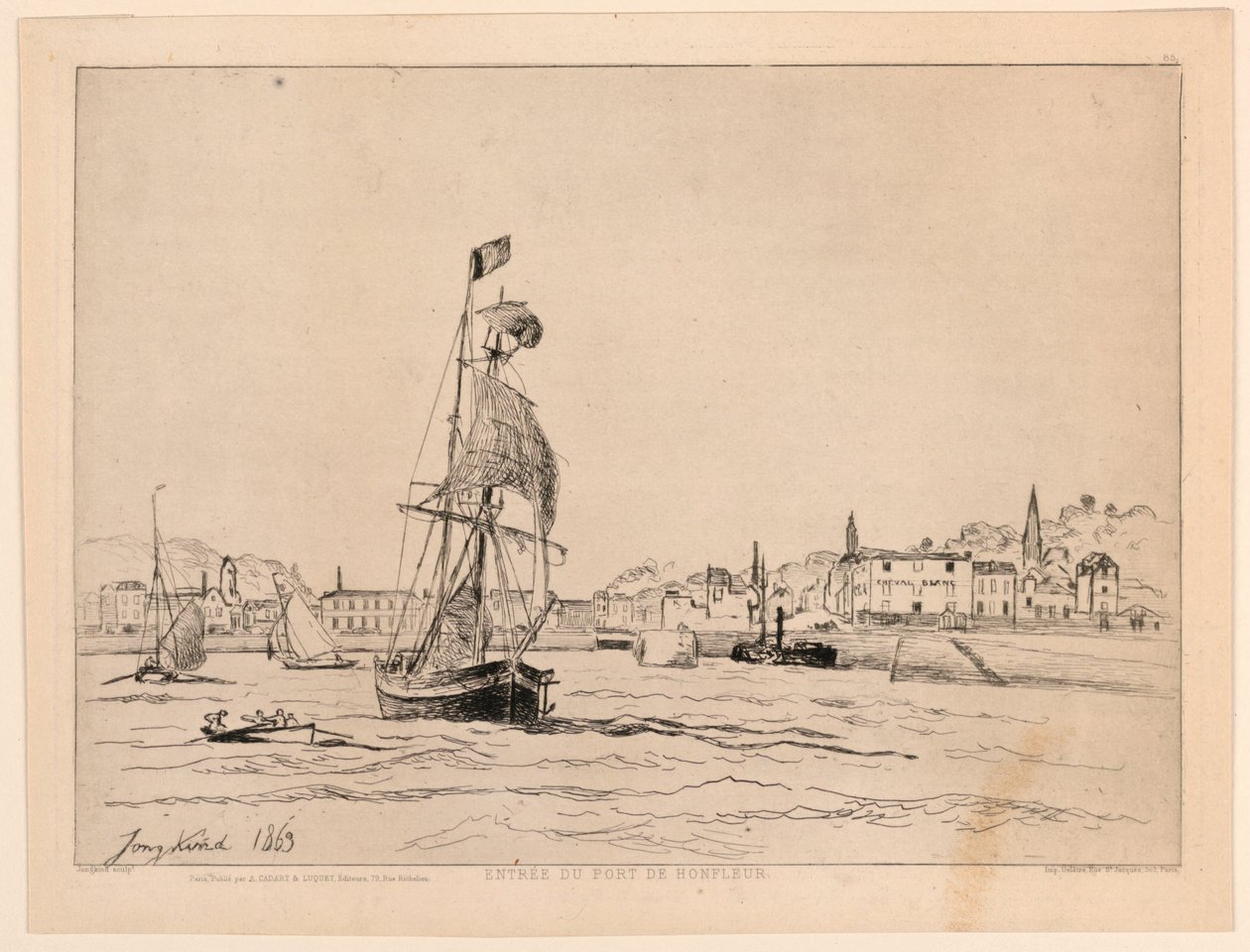 Ingång till hamnen i Honfleur av Johan Barthold Jongkind