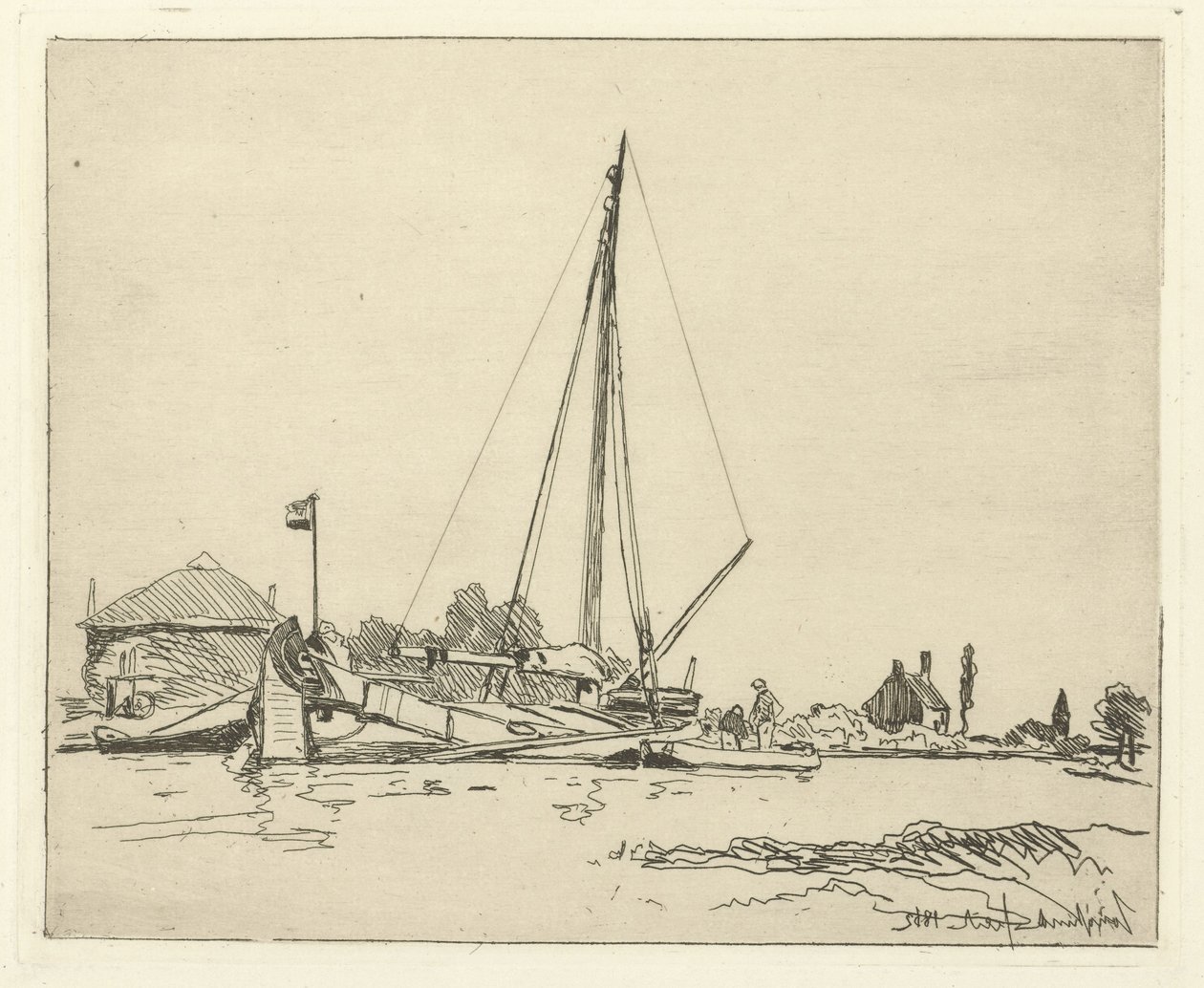 Det dockade fartyget Sex holländska ansikten (serietitel) av Johan Barthold Jongkind