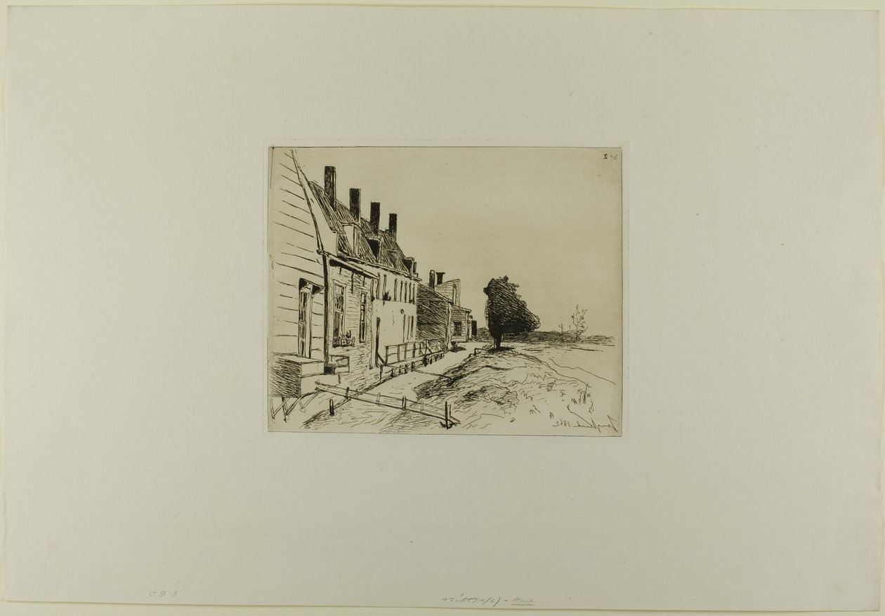 Houses Along the Canal, ur Bok med sex etsningar, vyer över Holland av Johan Barthold Jongkind