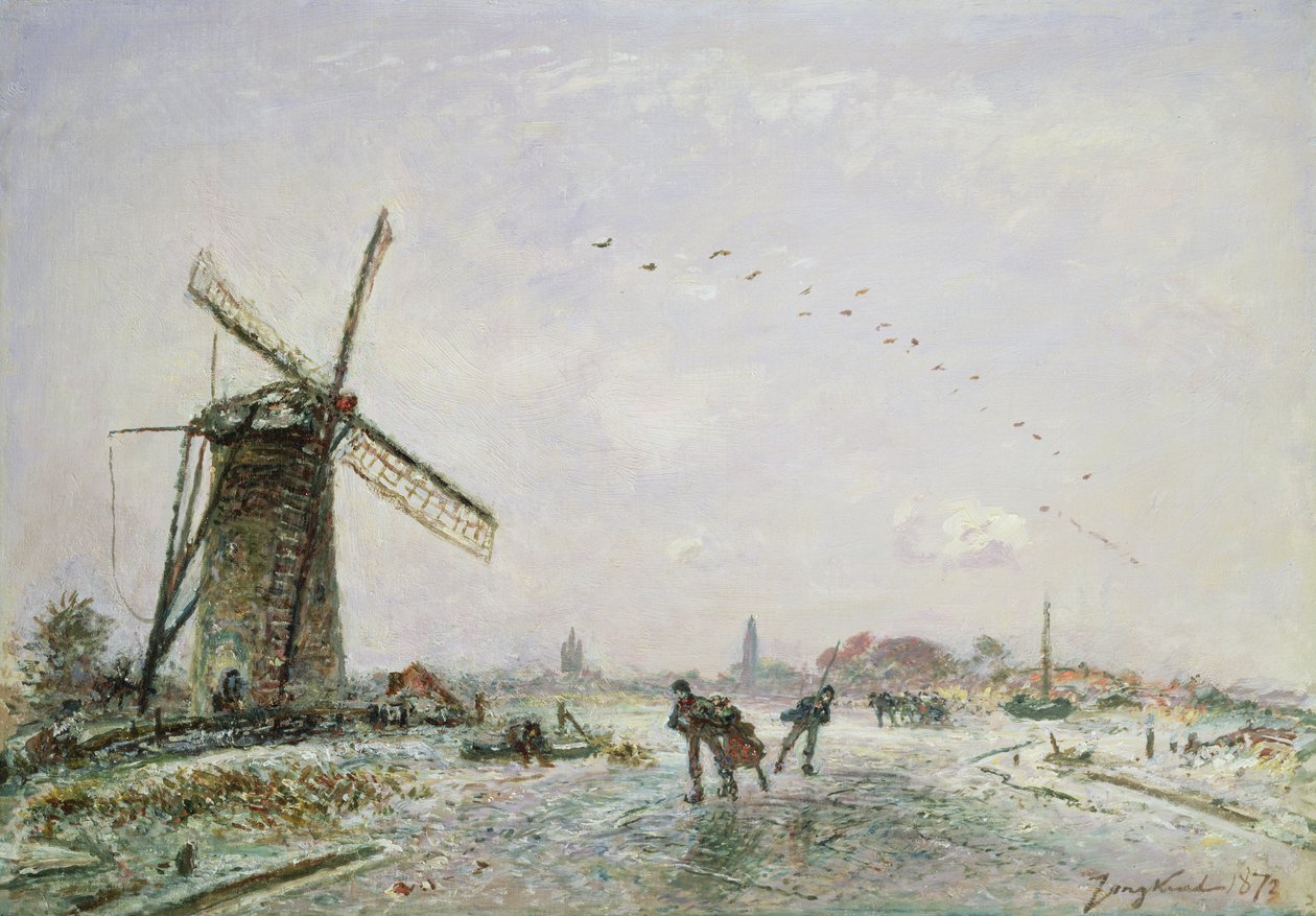 Skridskoåkare i Holland, 1872 av Johan Barthold Jongkind