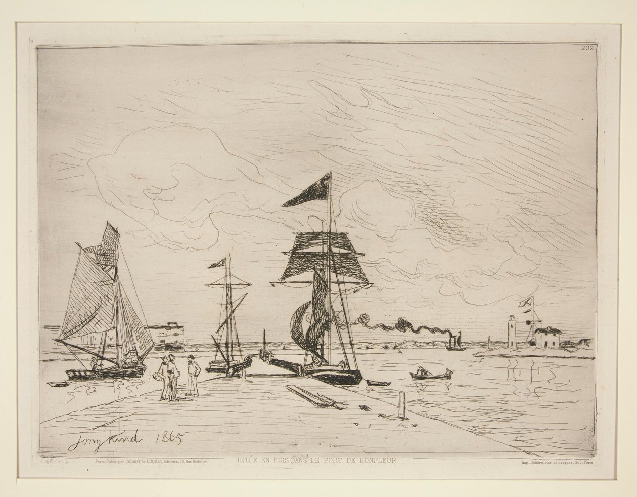 Träbrygga i hamnen i Honfleur av Johan Barthold Jongkind