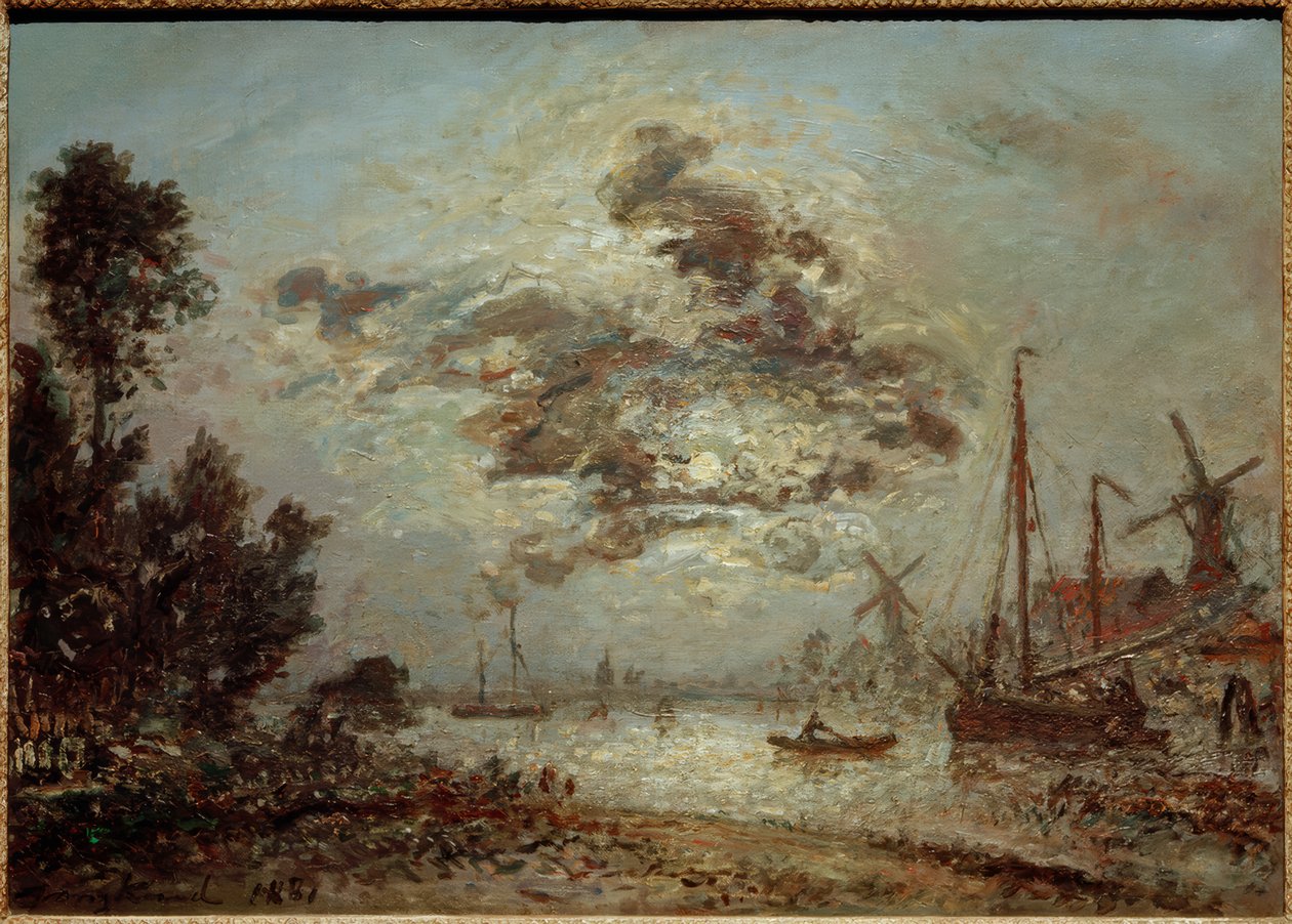 Månsken över Dordrecht av Johan Barthold Jongkind