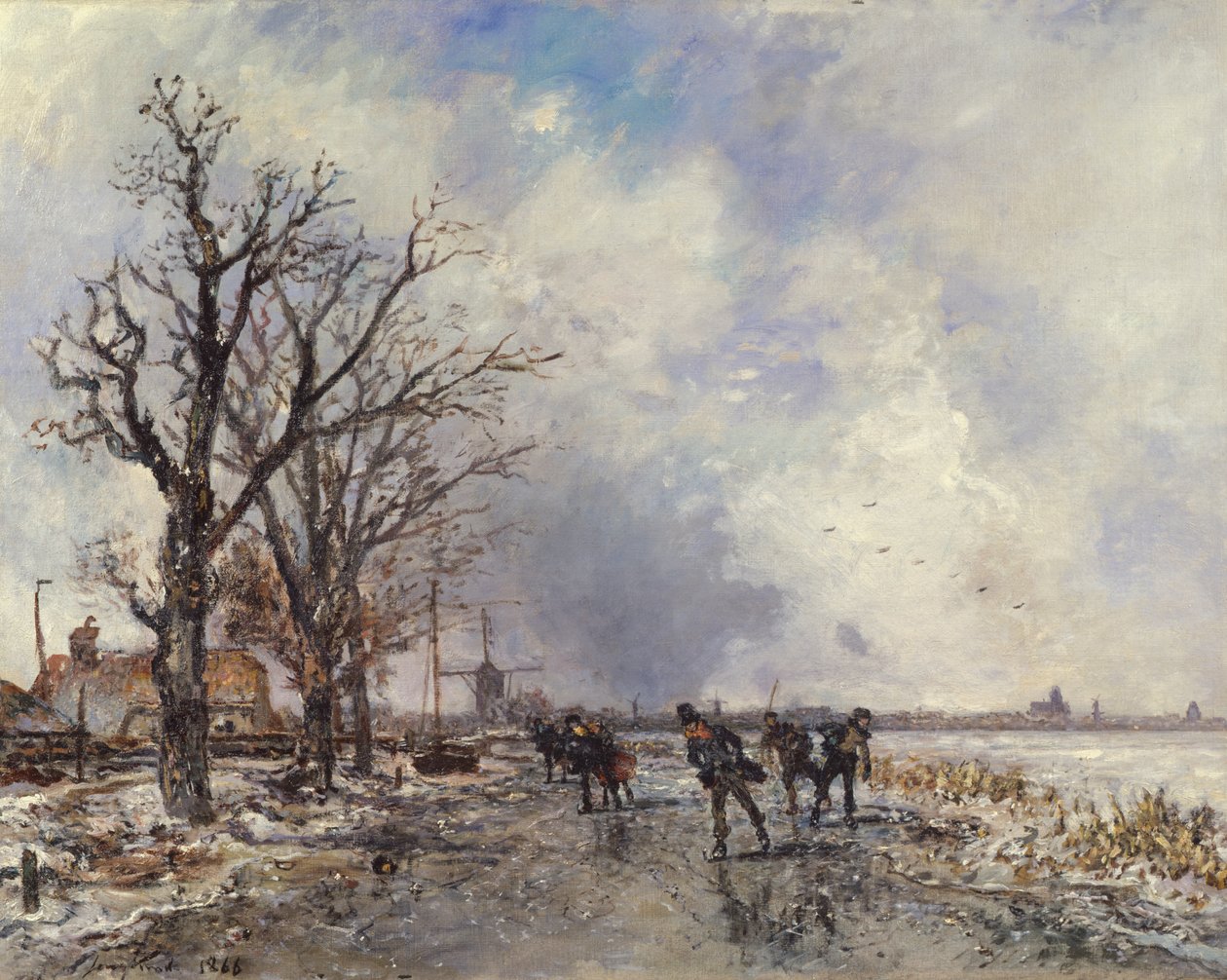 Åkare på floden Schie, nära Rotterdam, 1866 av Johan Barthold Jongkind
