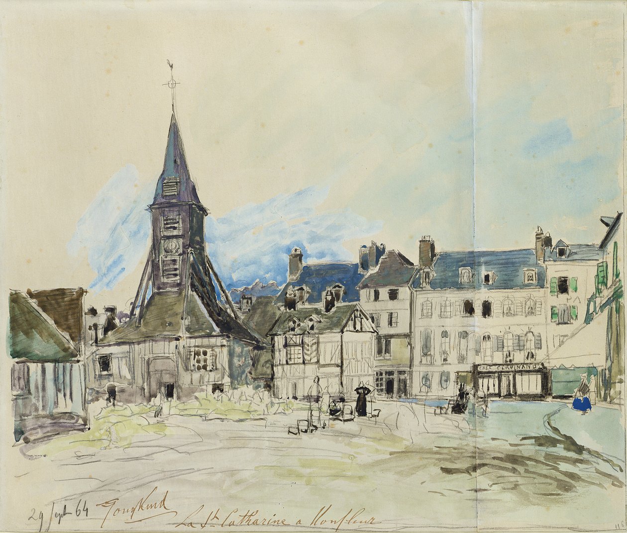 Kyrkan Sainte-Catherine, Honfleur, 1864 av Johan Barthold Jongkind