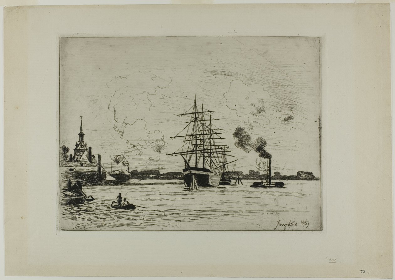Gamla hamnen i Rotterdam av Johan Barthold Jongkind