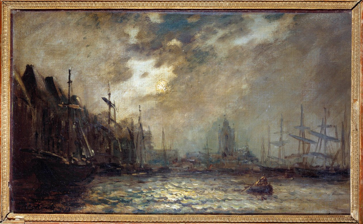 Rotterdams hamn Målning av Jean Barthold Jongkind (1819-1891) 1873 Charleville, Musee Rimbaud av Johan Barthold Jongkind