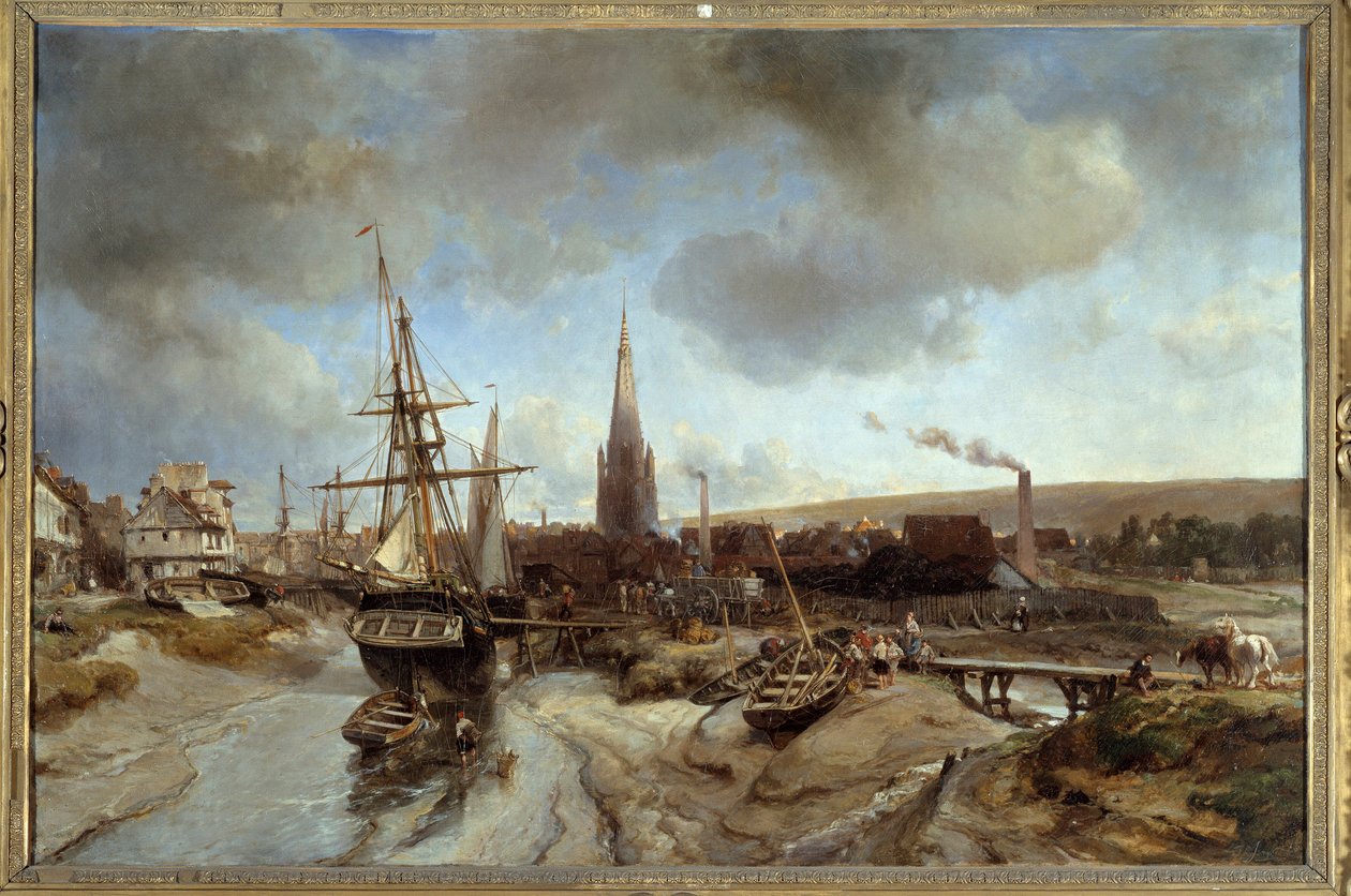 Hamnen i Harfleur (Seine Maritime). Målning av Jean Barthold Jongkind (1819-1891) Ec. Hol. av Johan Barthold Jongkind