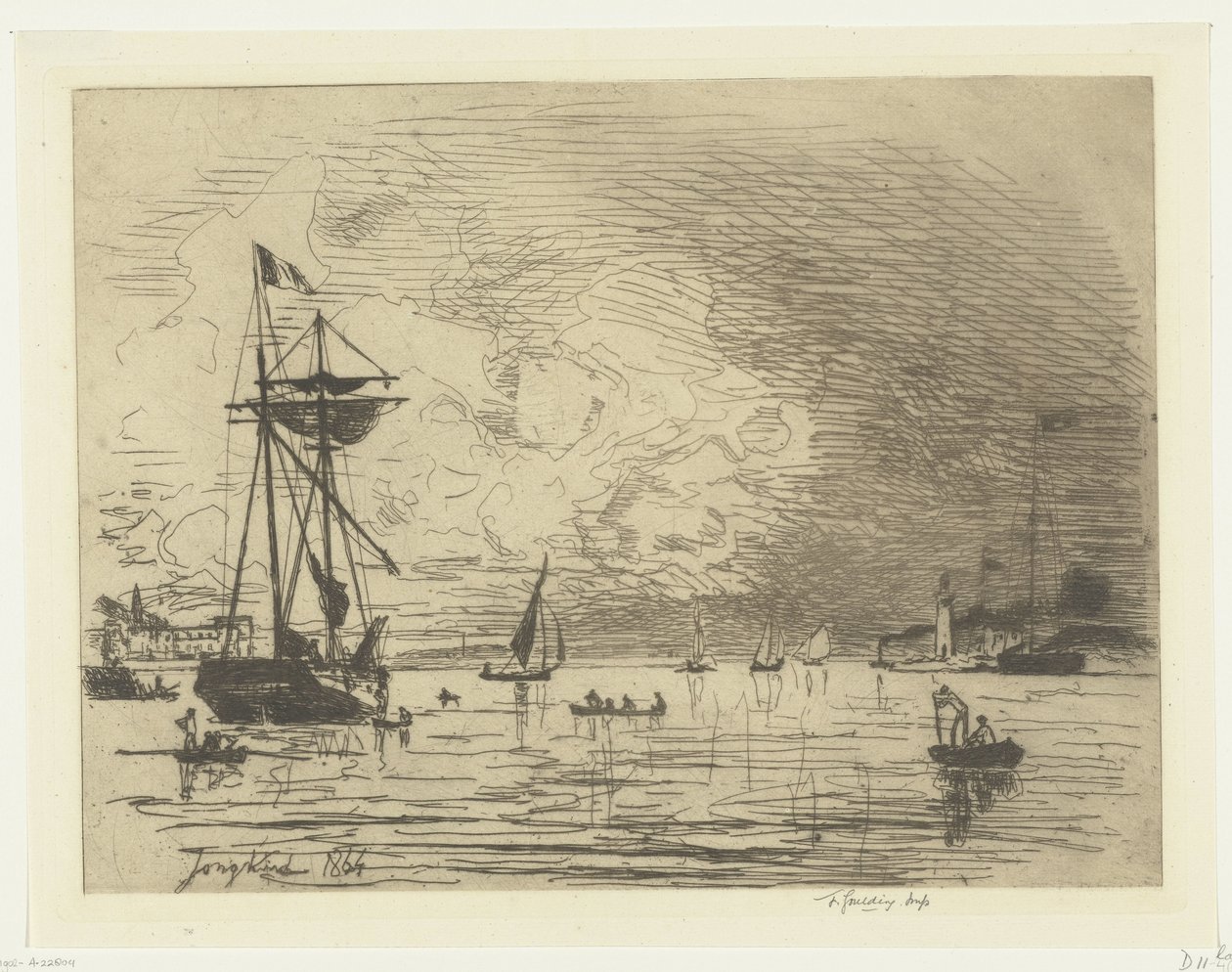 Avfart från hamnen i Honfleur Sortie du port de Honfleur (titel på objekt) av Johan Barthold Jongkind