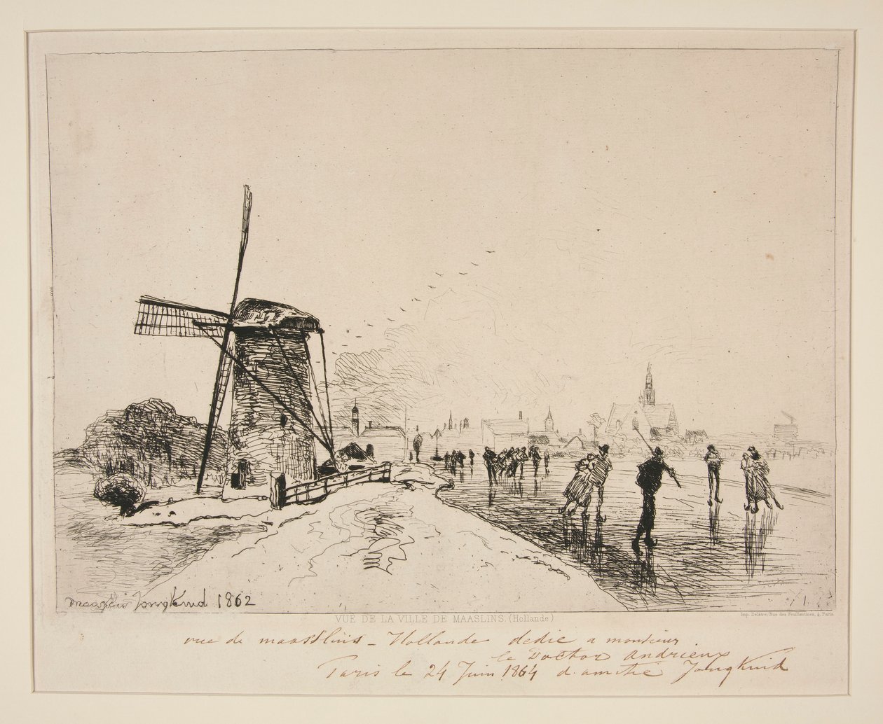 Utsikt över staden Maaslins (Holland) av Johan Barthold Jongkind