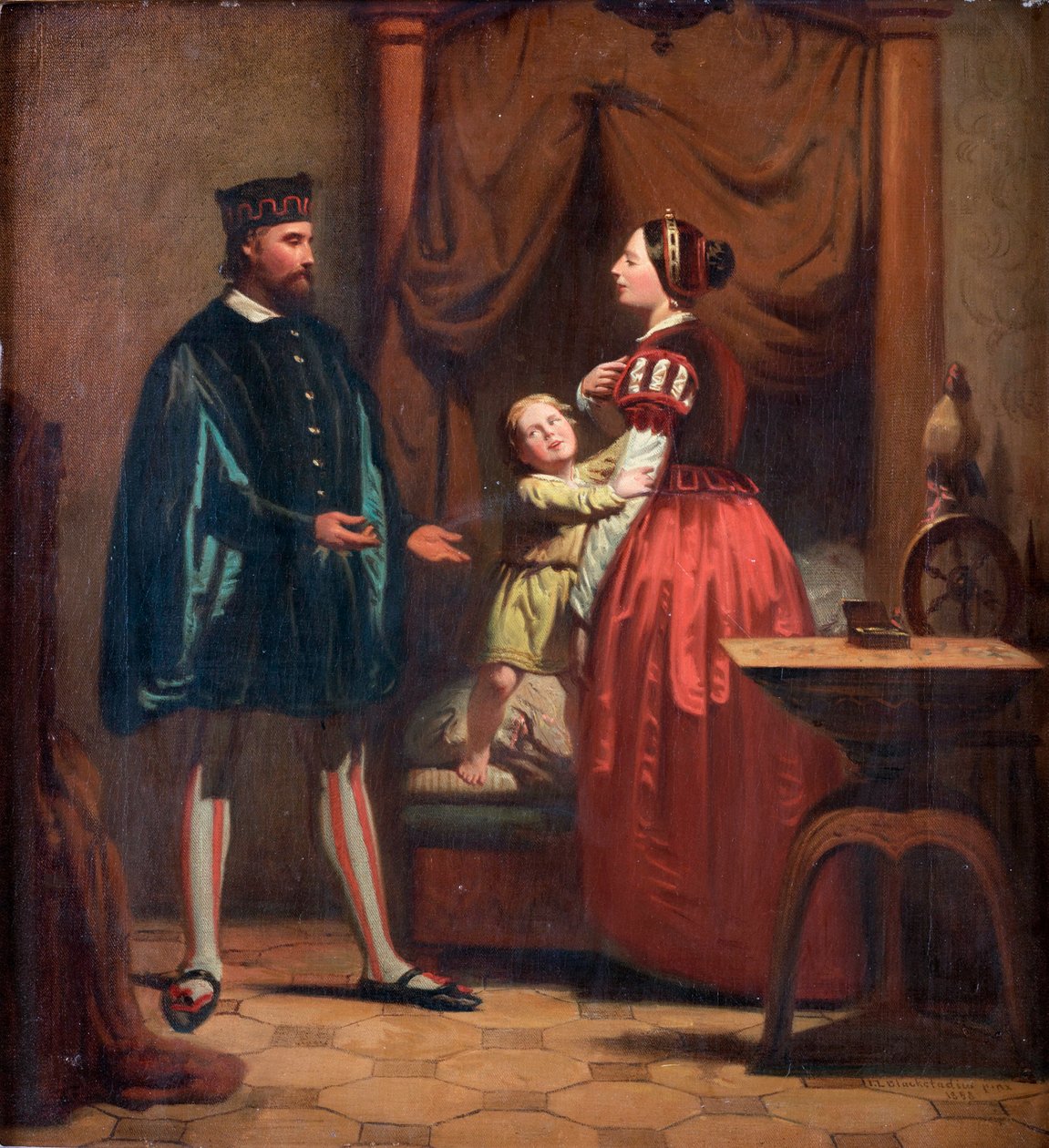 Catherine Maansdatter (1550-1612), Erik XIV de Suede(1533-1577) et leur fils Gustaf (1568-1607) - Karin Mansdotter, Eric XIV and Son Gustav - Peinture de Johan Zacharias Blackstadius (1816-1875) av Johan Blackstadius
