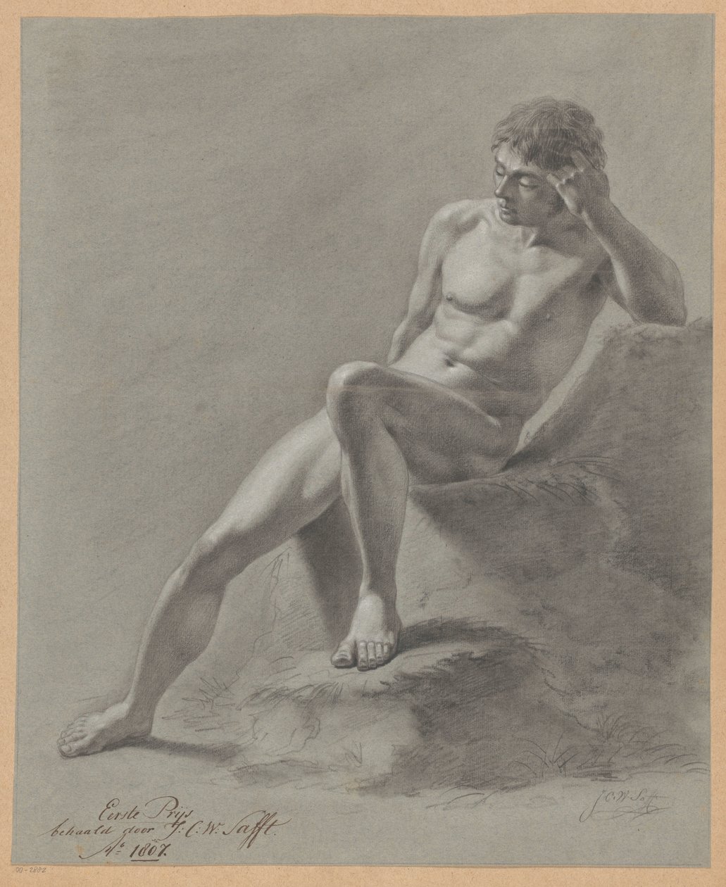 Sittande man naken, framifrån (1:a pris 1807) av Johan Christiaan Willem Safft