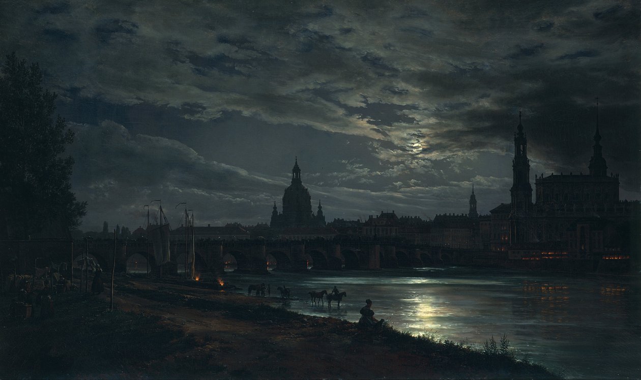 Utsikt över Dresden vid månsken, 1839 av Johan Christian Dahl