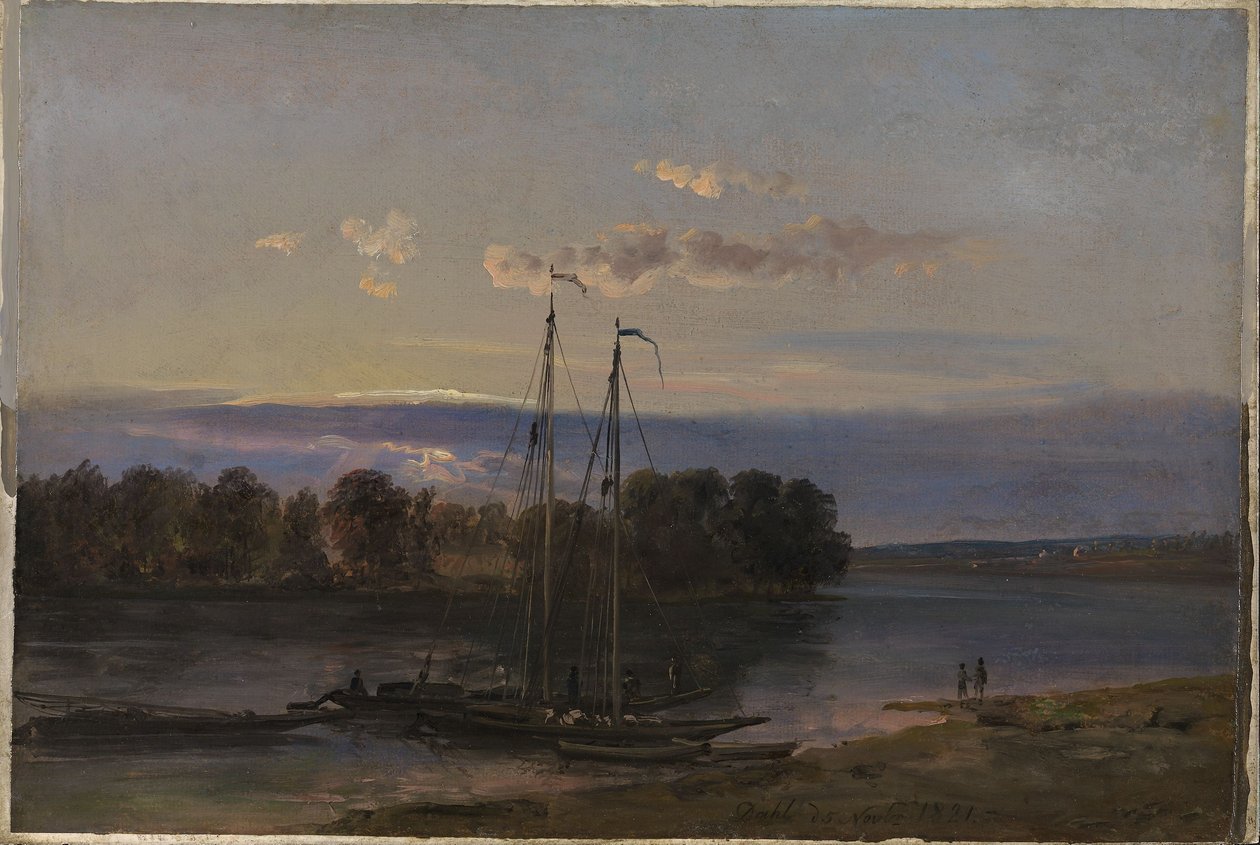 Kvällsstämning vid Elben av Johan Christian Dahl