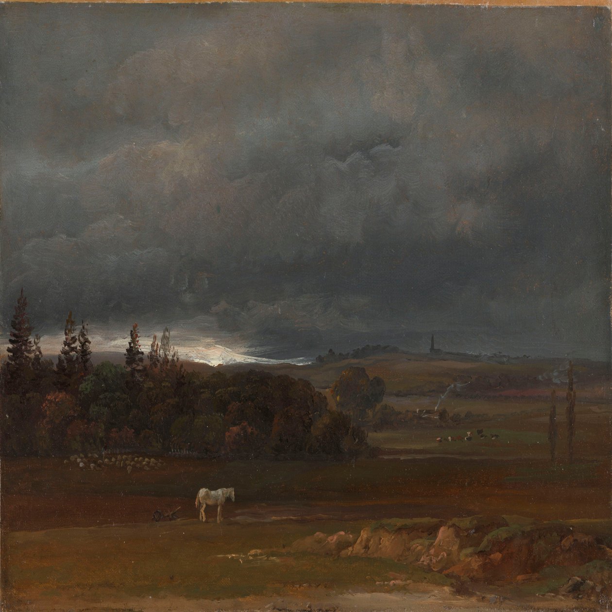 Åker vid Dresden med vit häst av Johan Christian Dahl