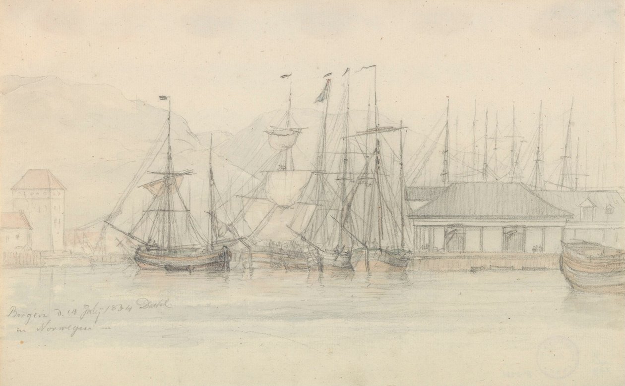 Bergens hamn av Johan Christian Dahl