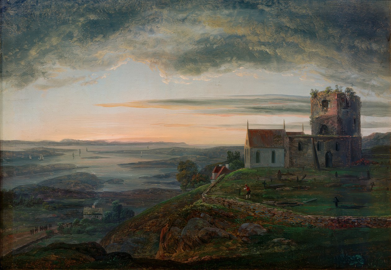 Kyrkruinen av Avaldsnes på Karmoey av Johan Christian Dahl