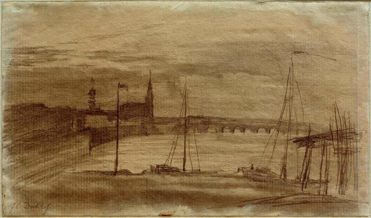 Utkast till en målning "Dresden i månskenet" av Johan Christian Dahl