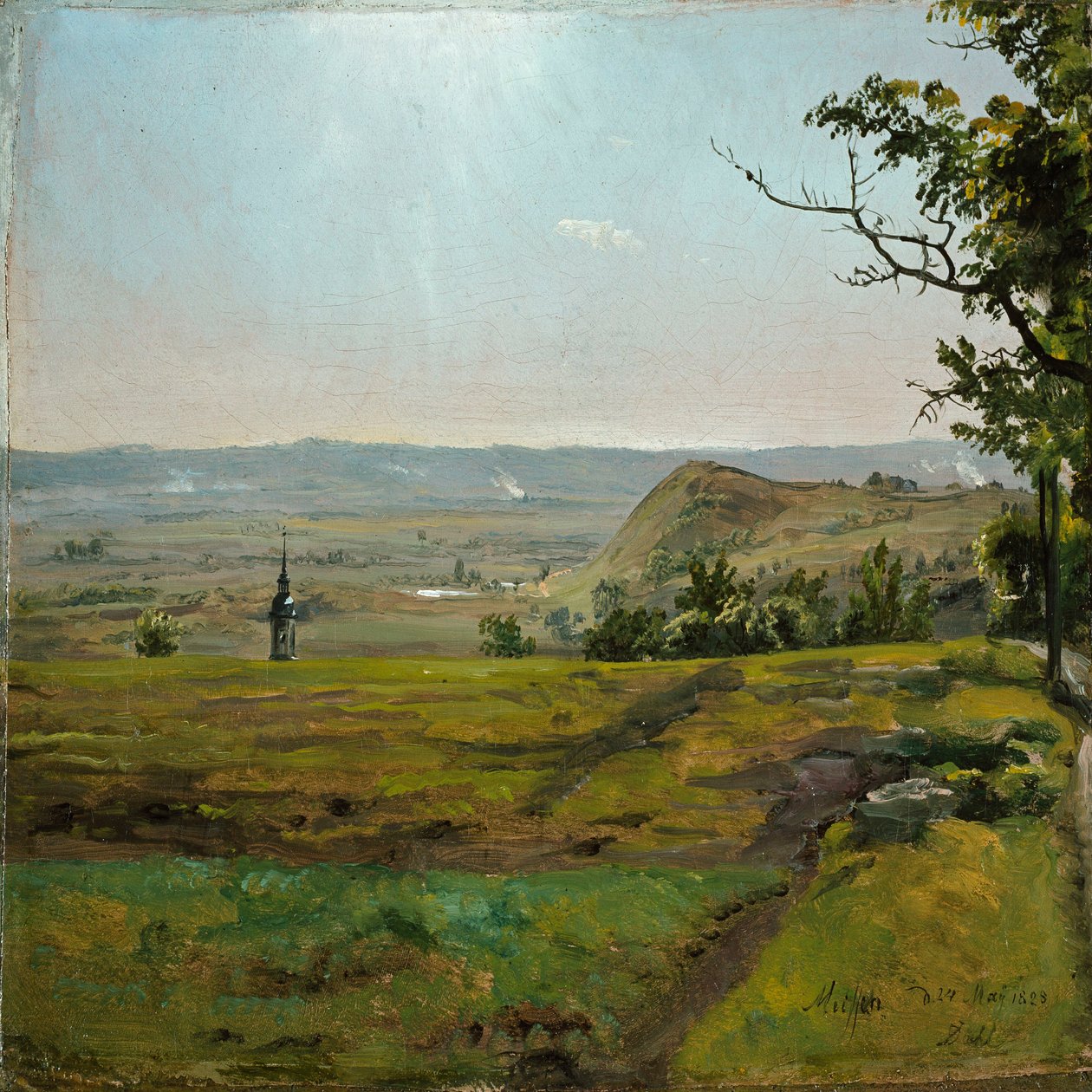 Gröna fält vid Meissen. Studie av Johan Christian Dahl