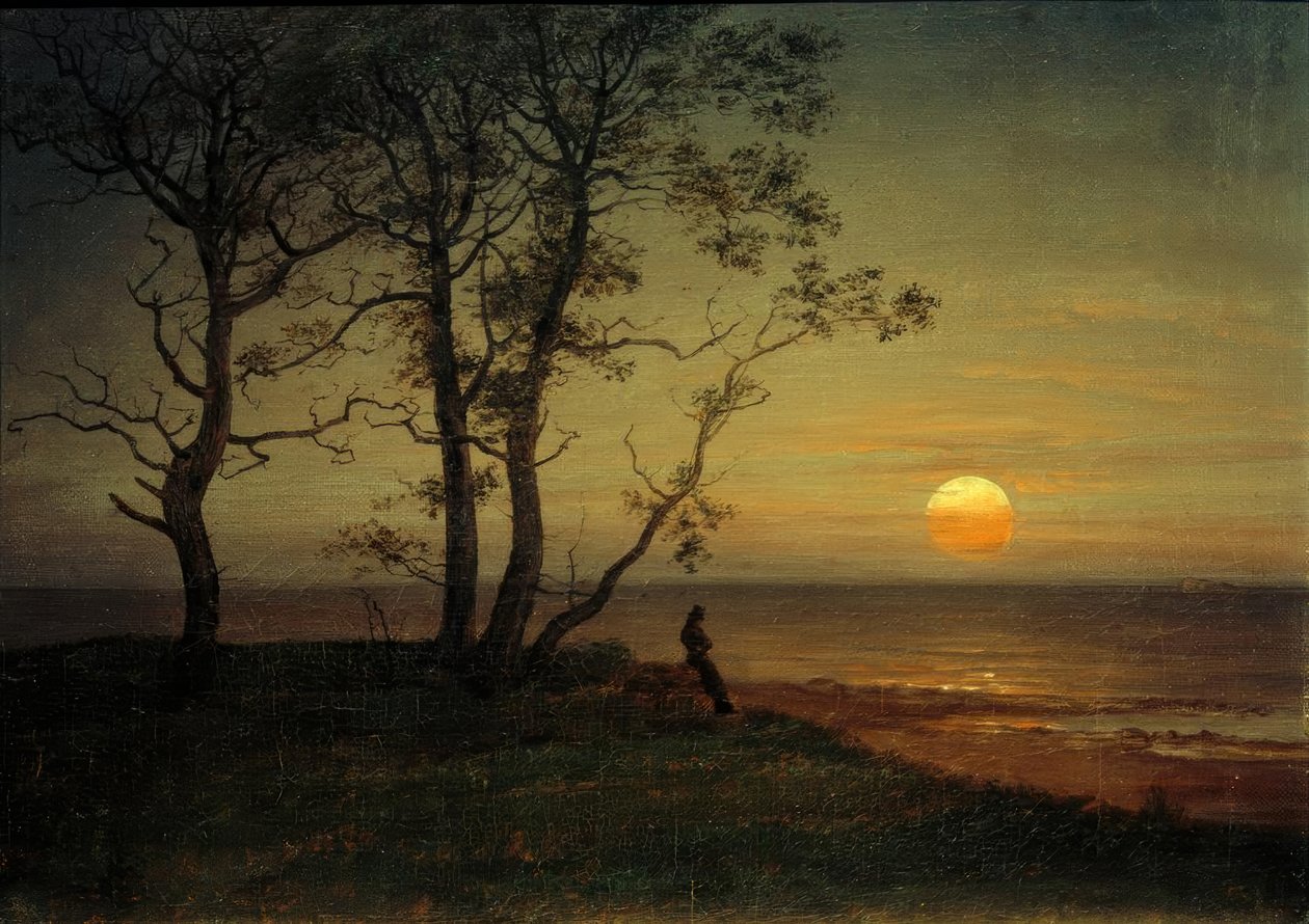 Stranden i månskenet av Johan Christian Dahl