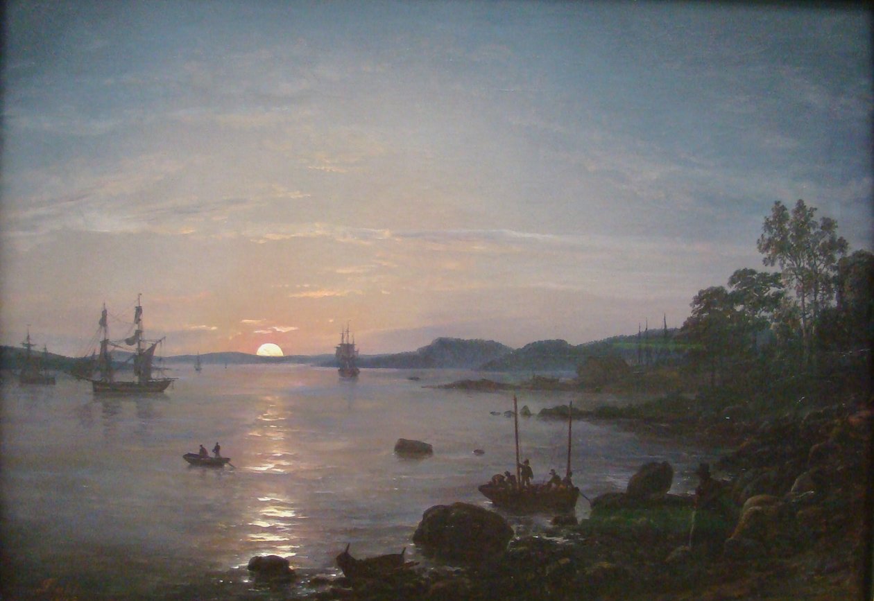 Norska:  Fjord på Holmestrand Fjord vid Holmestrand av Johan Christian Dahl