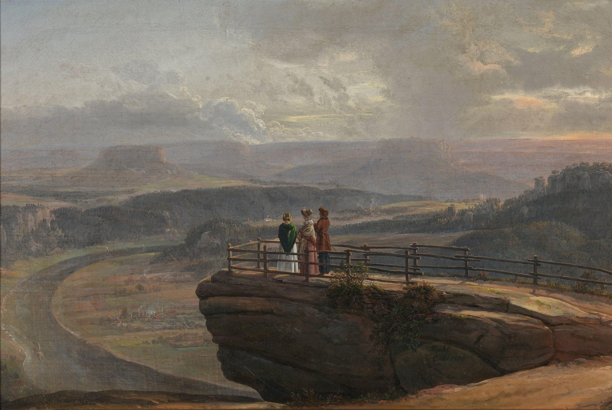 Norska:  Fra Bastei Utsikt från Bastei av Johan Christian Dahl