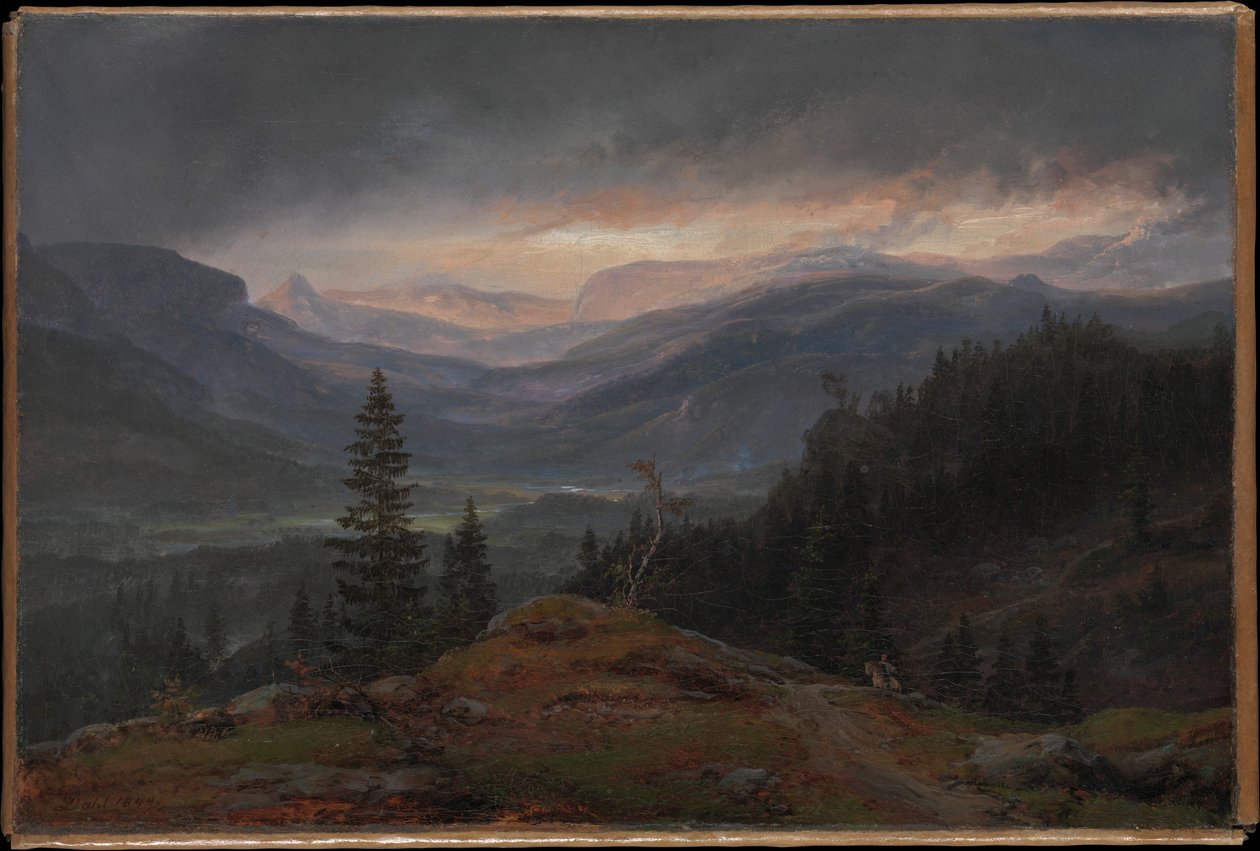 Norska:  Utsikt över Hallingdal View over Hallingdal av Johan Christian Dahl