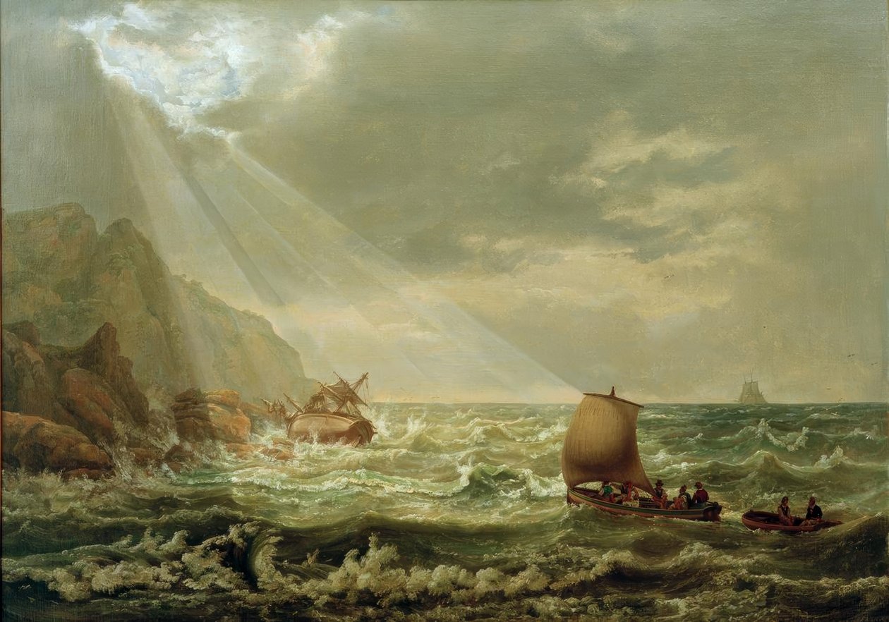 Skeppsbrott på Capris klippiga kust av Johan Christian Dahl