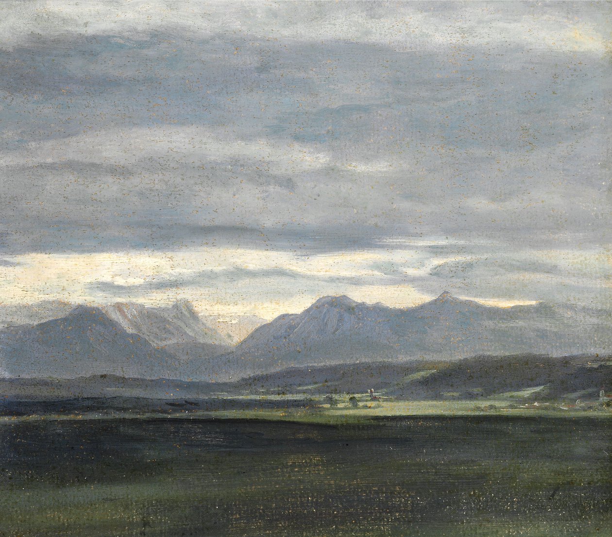 Studie av ett landskap med puderblå himmel över berg av Johan Christian Dahl