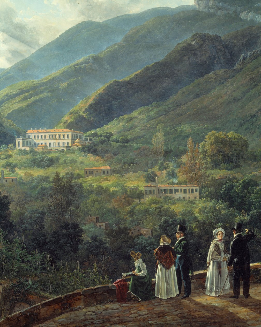 Den danska domstolen framför Reale casino. Målning av Johan Dahl (1788-1857) av Johan Christian Dahl