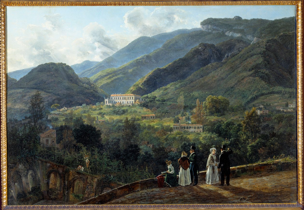 Kasinot Reale de Quisiana i Castellammare med domstolen i Danmark. Målning av Johan Dahl (1788-1857) av Johan Christian Dahl