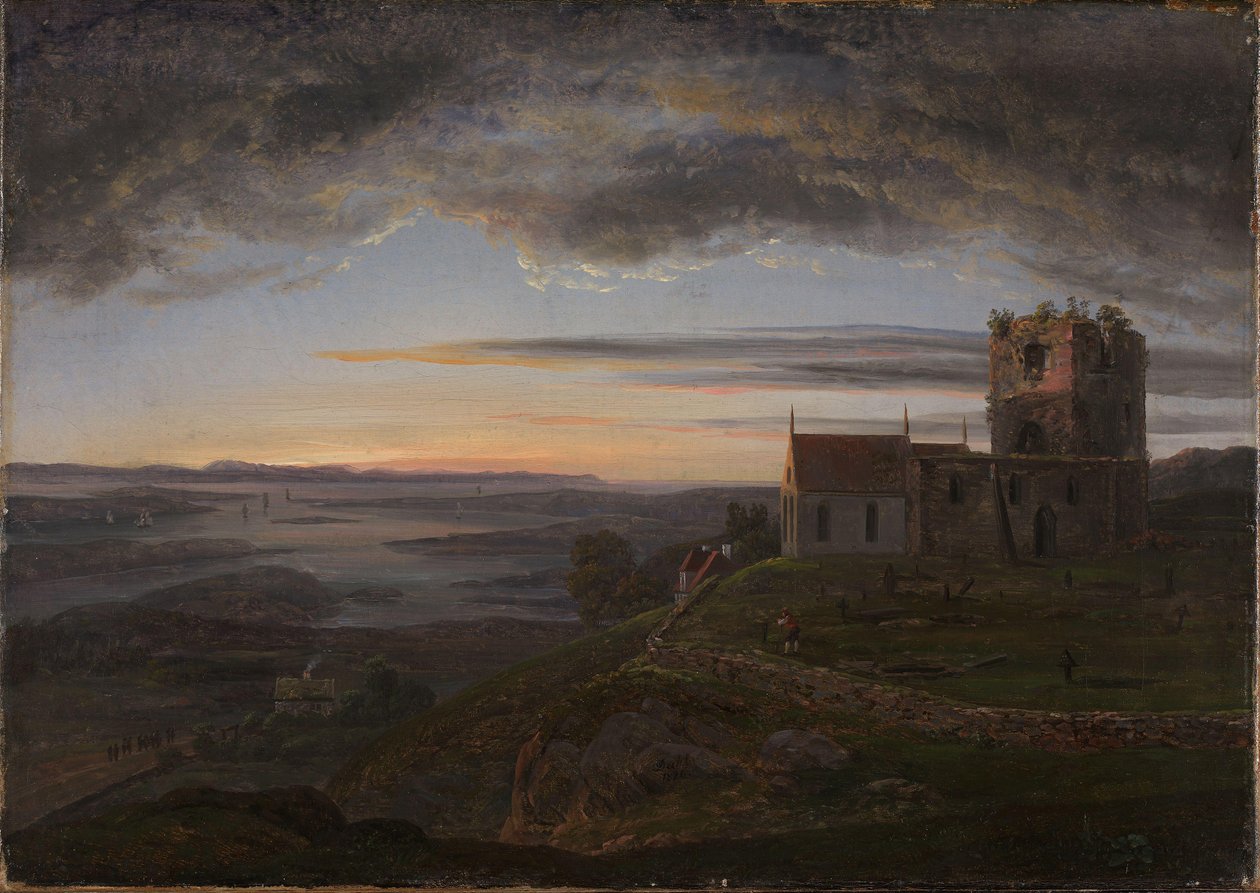 Kyrkoruinen vid Avaldsnes på Karmøy av Johan Christian Dahl