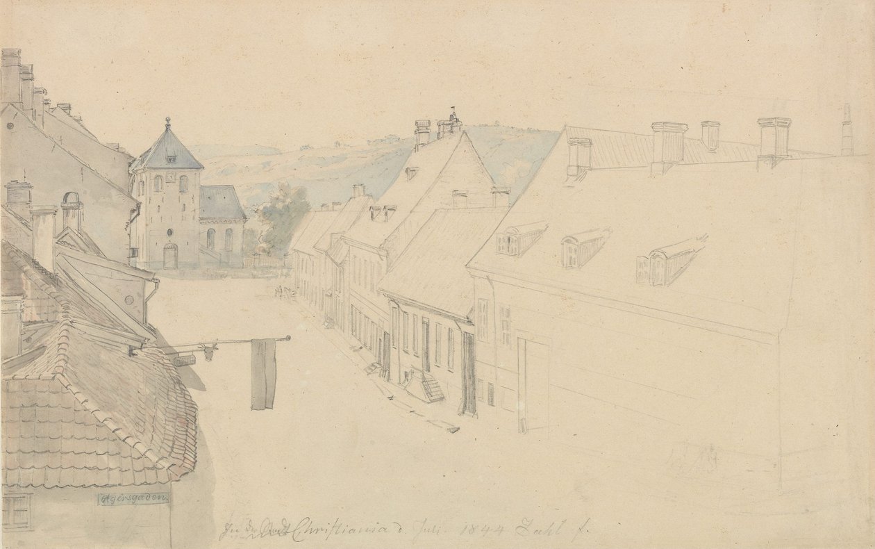 Vår Frälsares kyrka i Christiania sedd från Grensen av Johan Christian Dahl