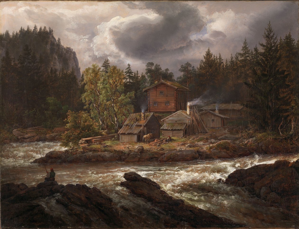 Utsikt över Hønefossen av Johan Christian Dahl