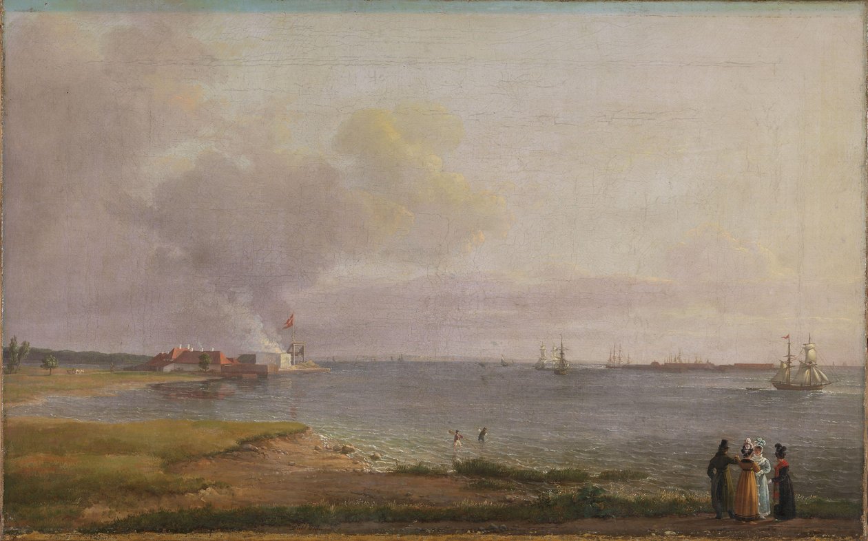 Utsikt över Öresund nära kalkverket av Johan Christian Dahl