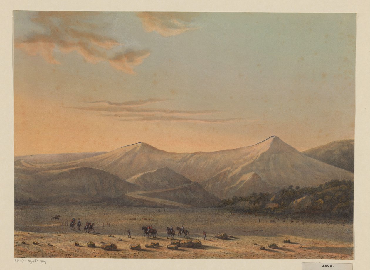 Utsikt över vulkanen Bromo Det eldsprutande berget Bromo 1856 (Probolingo-residens) (titel på objektet) av Johan Conrad Greive