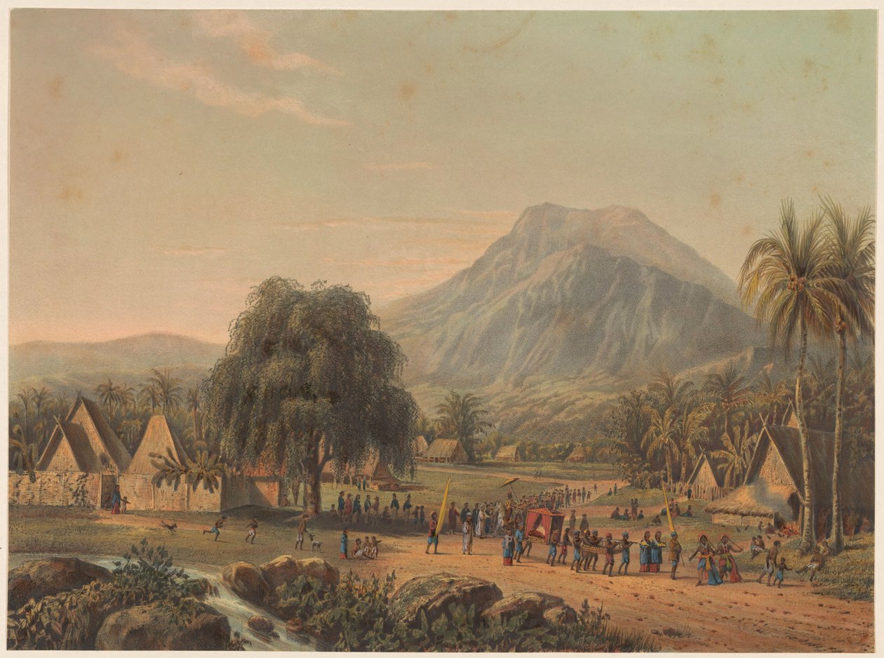 Bröllopståg vid foten av berget Salak på Java Bröllopståg i Salaks dal (titel på objekt) av Johan Conrad Greive