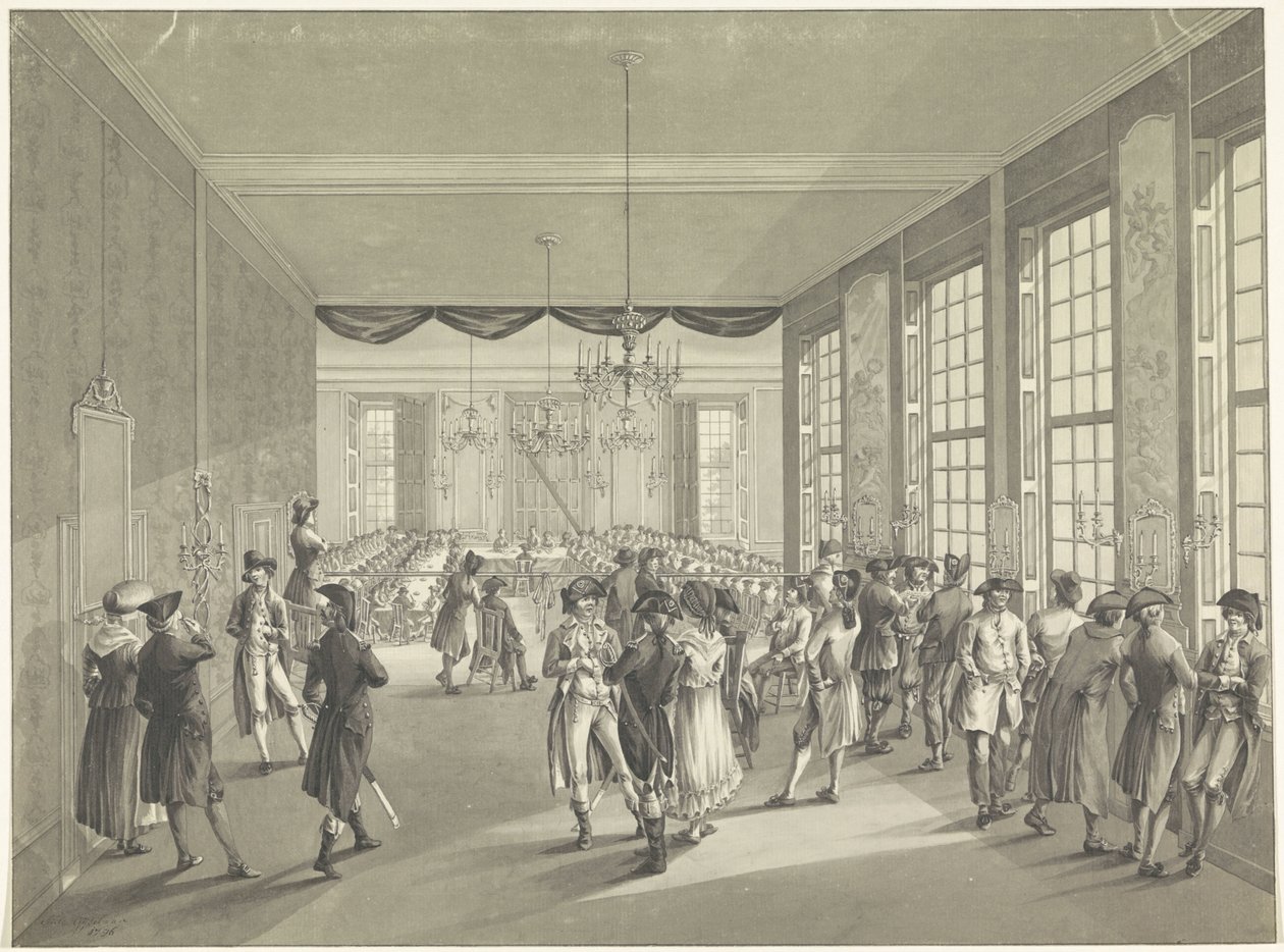 Generalförsamlingen i Haag, 1795 Centralförsamlingen hölls i St. Joris Doelen i Haag år 1796 (titel på objekt) av Johan Daniël de Gijselaar